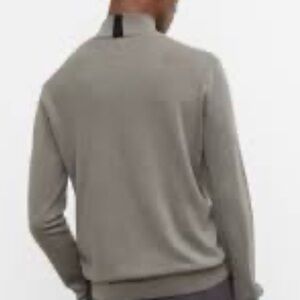 Club Monaco Black Label Castor Grey Blue  Wool Knit LS  Turtleneck Sweater Men L